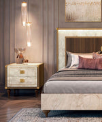 Romantica - Nightstand - Light Beige / Brown Walnut