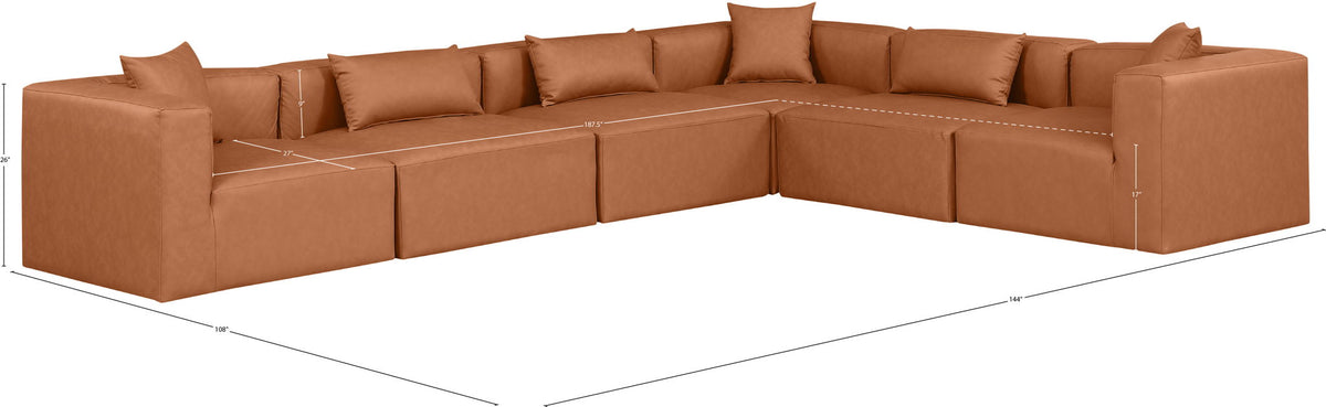 Cube - 6 Piece Modular Corner Sectional - Cognac