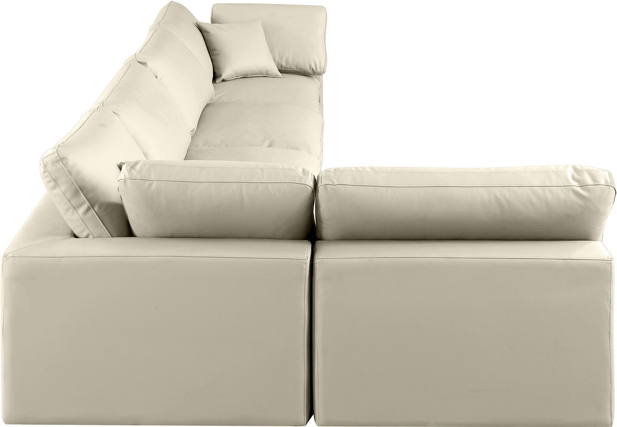 Comfy - 5 Piece Faux Leather Modular Sectional