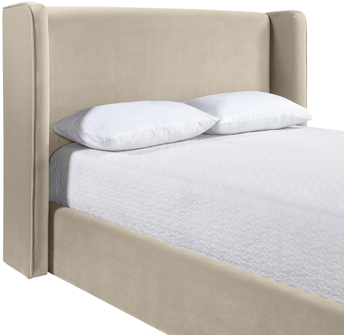 Kendall - Velvet Upholstered Bed - Cream
