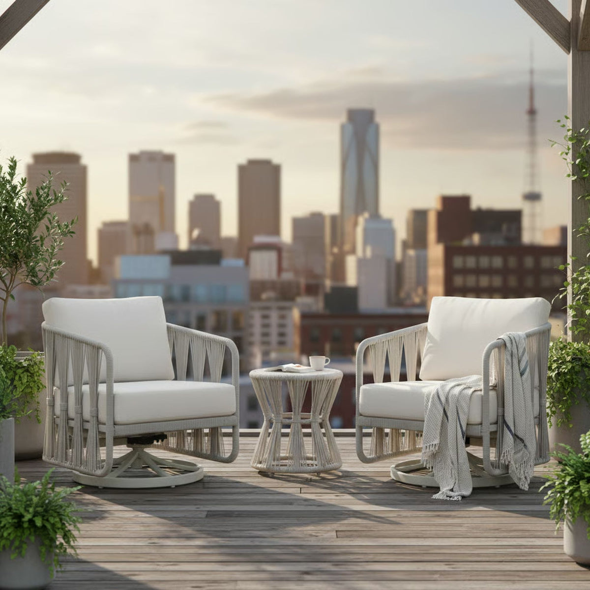 Breeze - Powder Coated Metal Outdoor Conversation Set With Cushions