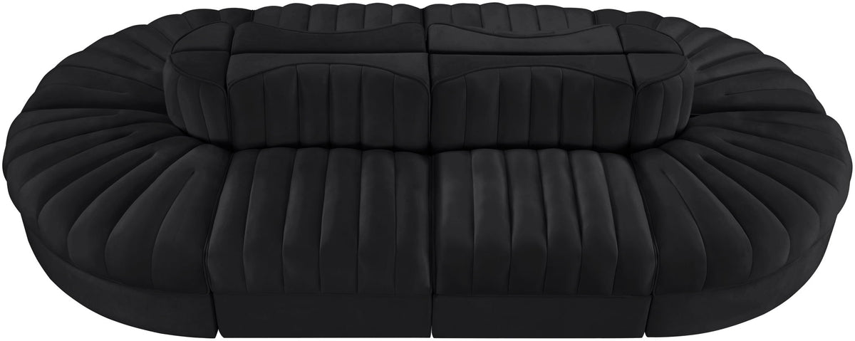 Rummi - Oval Velvet Performance Fabric Upholstered 8 Piece Modular Sectional