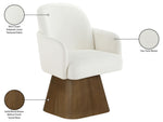 Marlowe - Linen Textured Fabric Upholstered Swivel Dining Arm Chair - Stained Brown