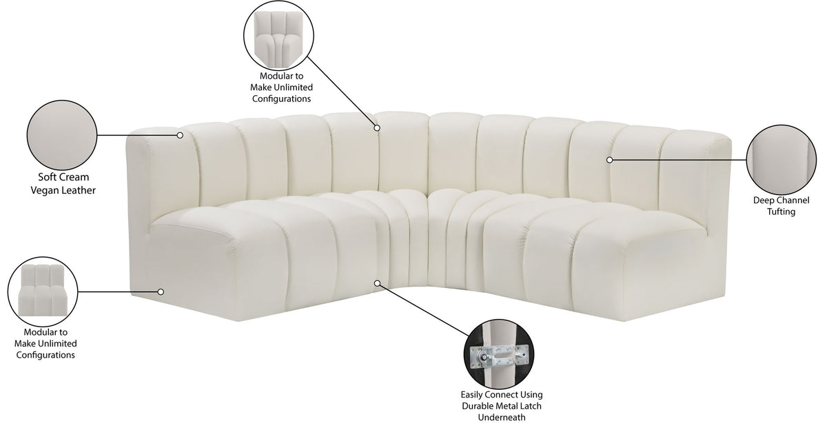 Arc - Faux Leather 4 Piece Corner Modular Sofa