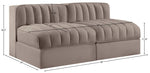 Rummi - Velvet Performance Fabric Upholstered 2 Piece Modular Armless Loveseat