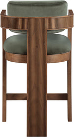 Sacha - Velvet Stool With Brown Base