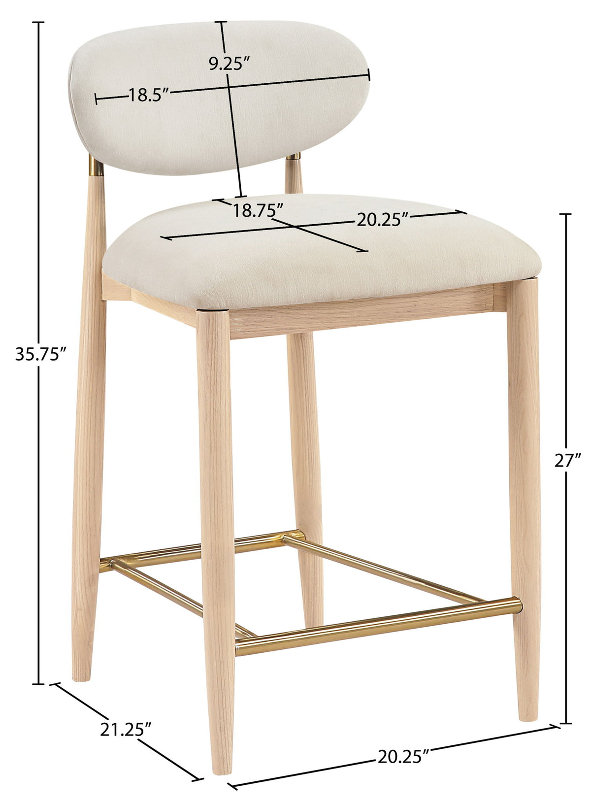Riccio - Fabric Stool - Natural Frame