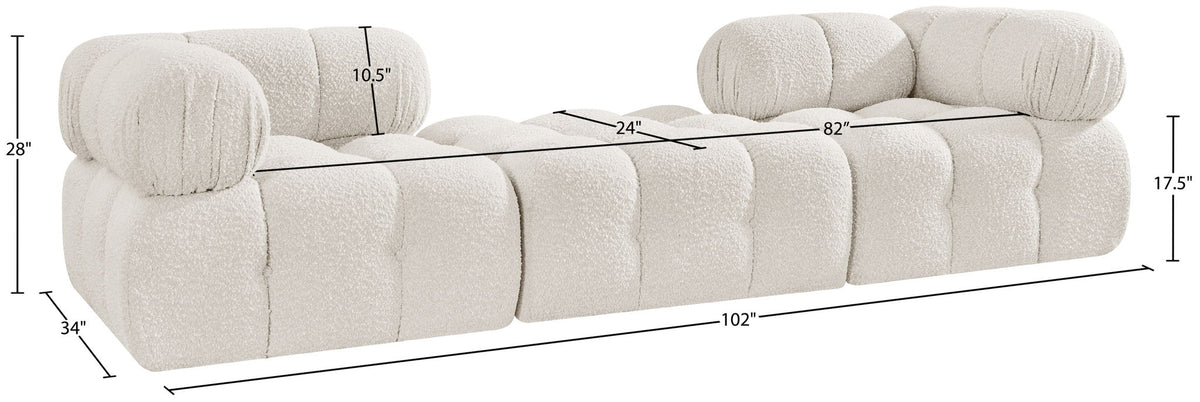 Ames - 3 Piece Boucle Modular Sofa With 1 Backless Seat