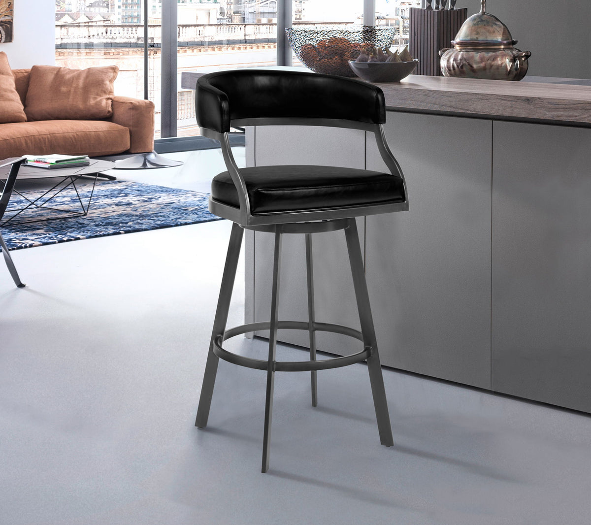 Saturn - Counter Height Bar Stool - Vintage Black