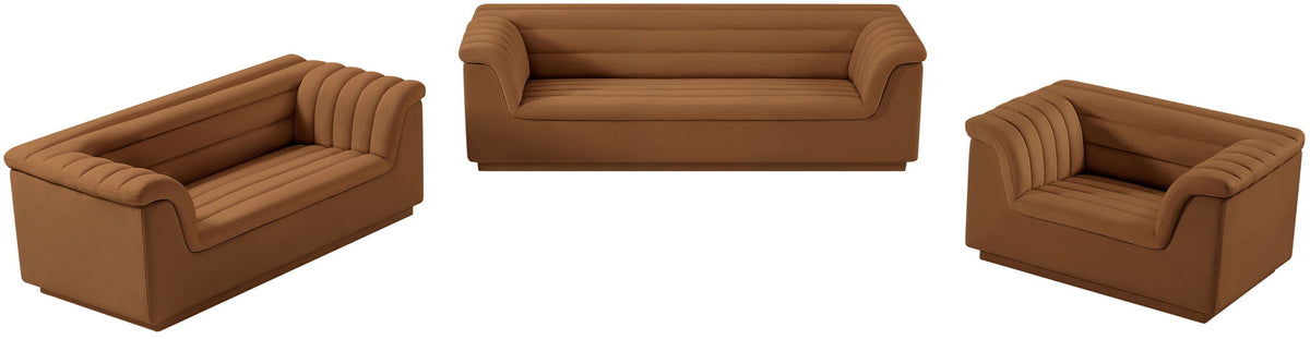 Cascade - Velvet Sofa - Saddle