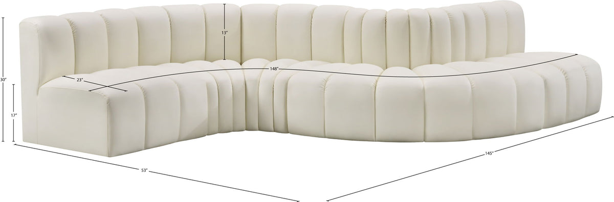 Arc - Faux Leather 6 Piece Curved Modular Sofa
