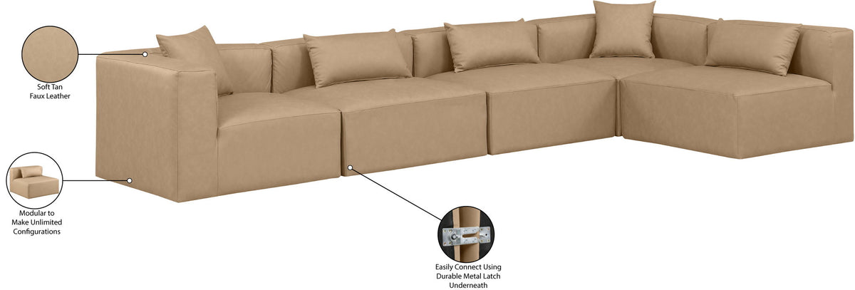 Cube - 5 Piece Modular Sectional - Tan