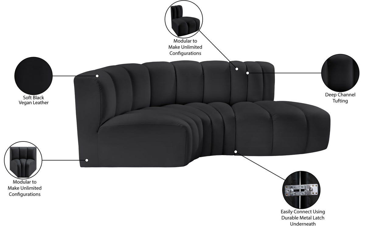 Arc - Faux Leather 3 Piece Modular L-Shaped Sofa
