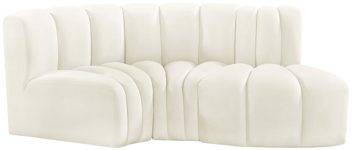 Arc - Velvet 3 Piece Modular L-Shaped Sofa
