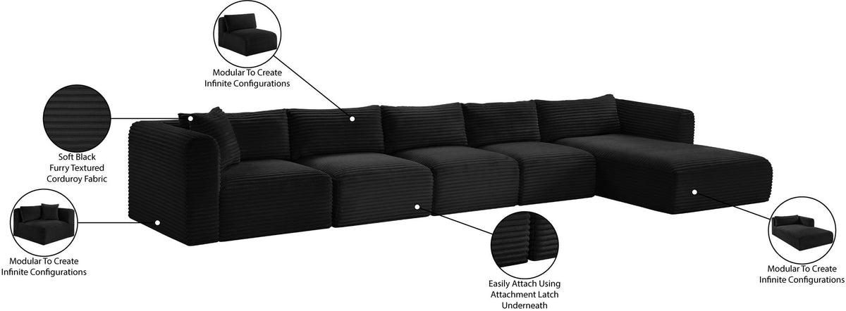 Shaggy - 5 Piece Modular Sectional With Chaise