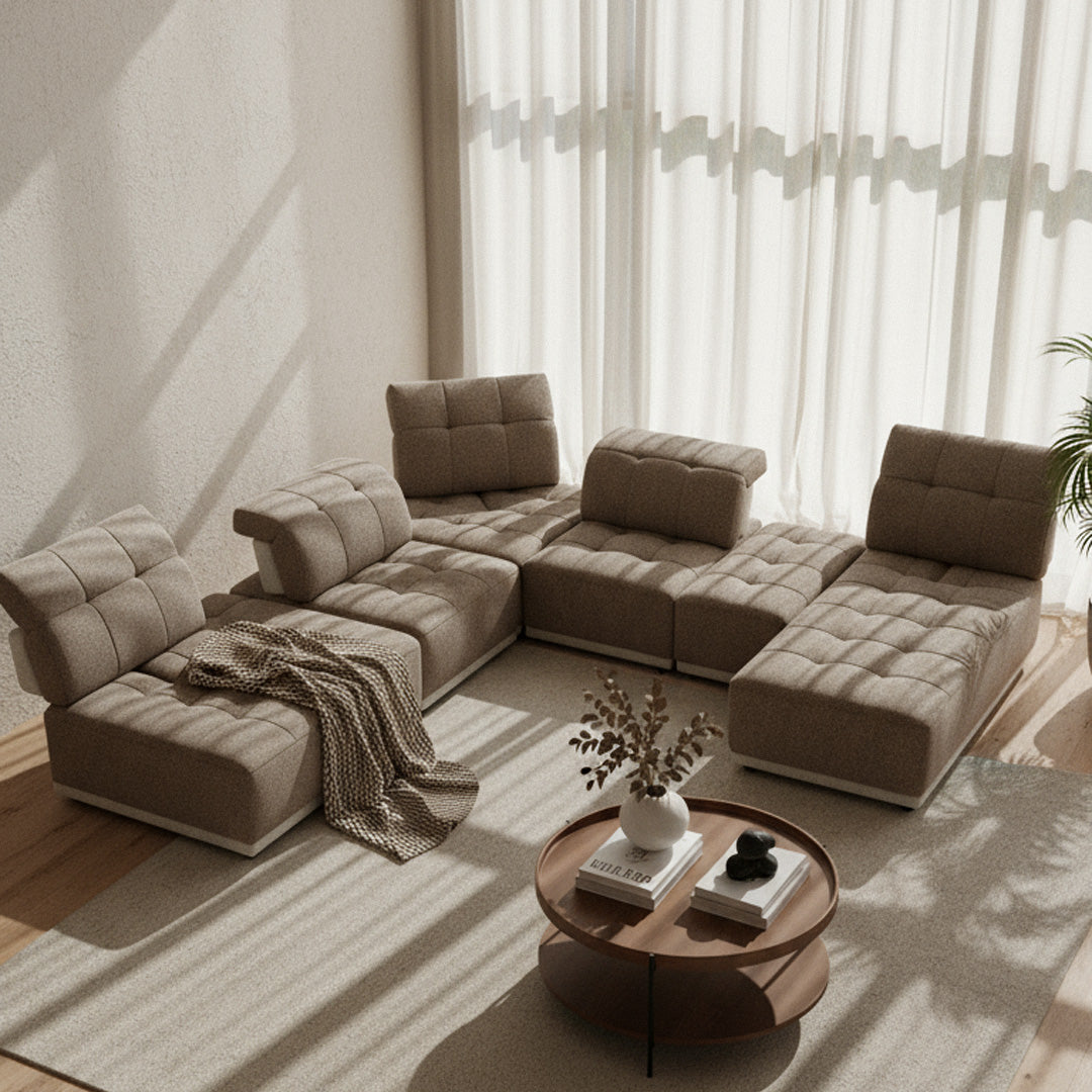 Ekron - Modern Brown & Beige Fabric Modular Sectional Sofa by VIG Furniture - View 14