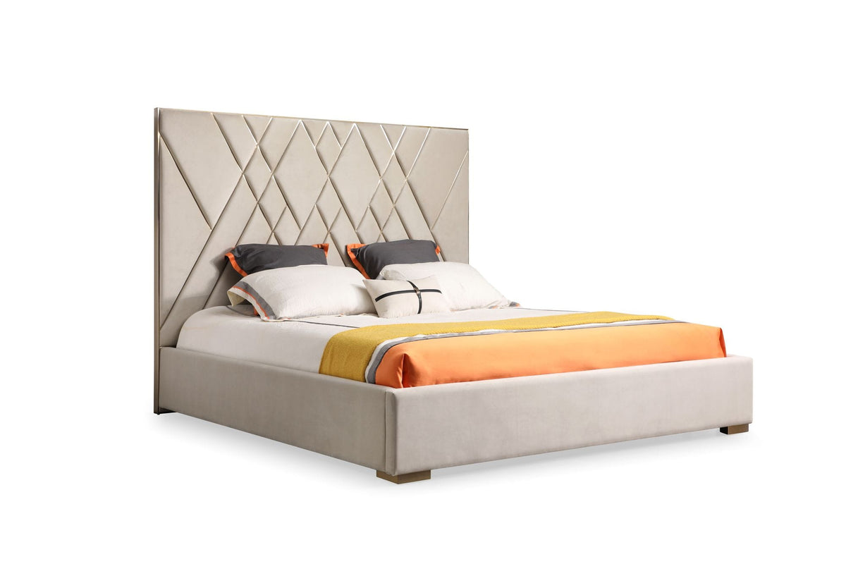 Eldora - Glam Beige Velvet and Brushed Brass Bed by VIG Furniture - View 5