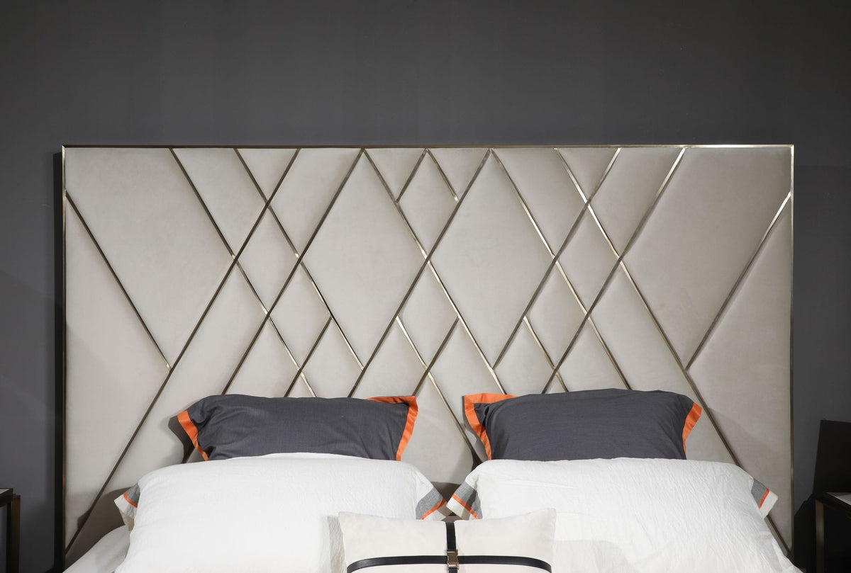 Eldora - Glam Beige Velvet and Brushed Brass Bed by VIG Furniture - View 2