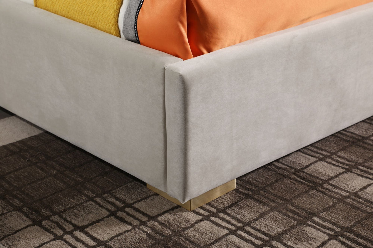 Eldora - Glam Beige Velvet and Brushed Brass Bed by VIG Furniture - View 4
