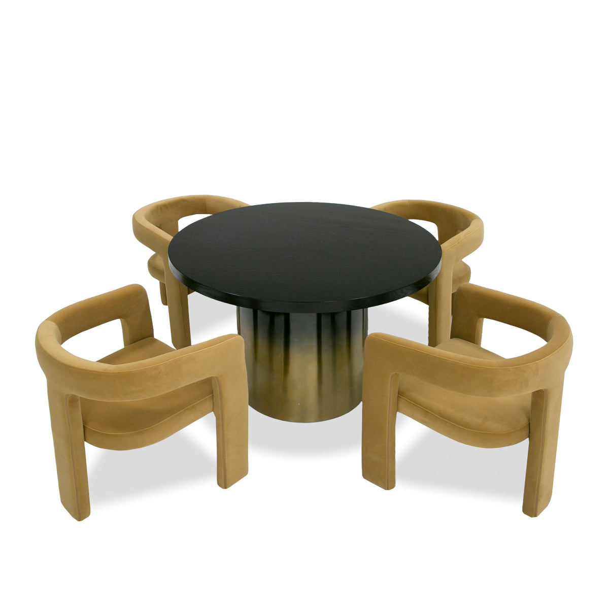 Elmira - Glam Black Ash + Gradient Stainless Steel Round Dining Table by VIG Furniture - View 3