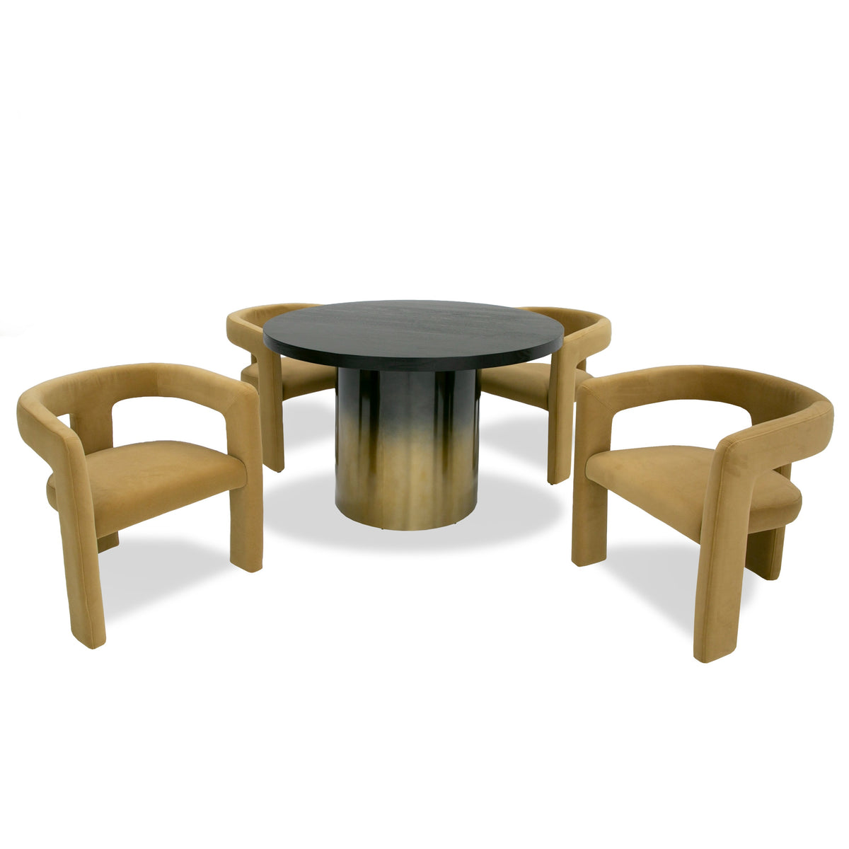 Elmira - Glam Black Ash + Gradient Stainless Steel Round Dining Table by VIG Furniture - View 4