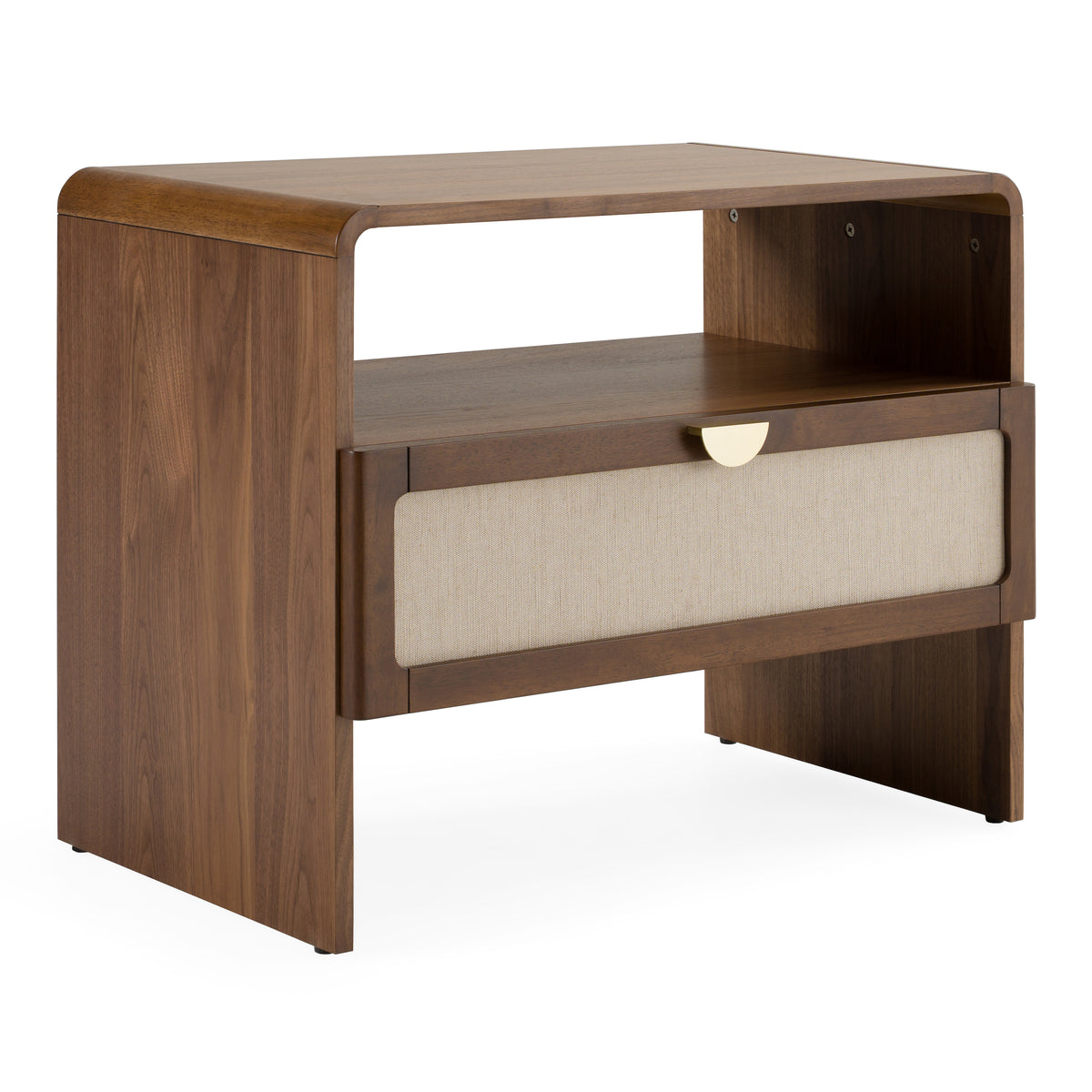 Emilio - Modern Natural Burlap + Walnut Nightstand by VIG Furniture - View 4