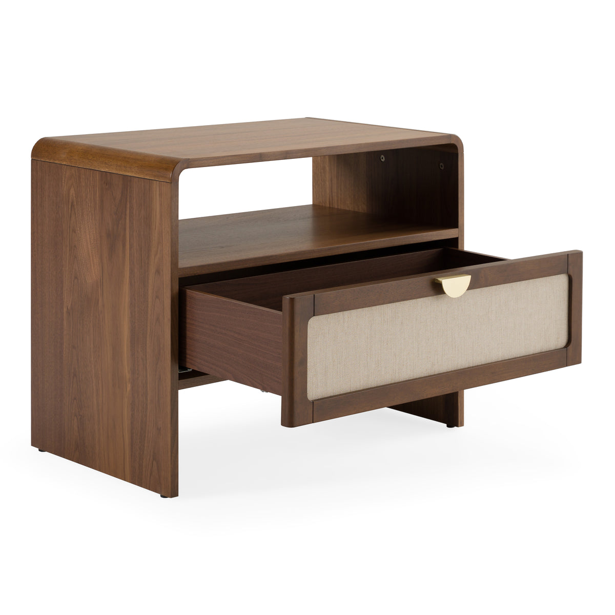 Emilio - Modern Natural Burlap + Walnut Nightstand by VIG Furniture - View 5