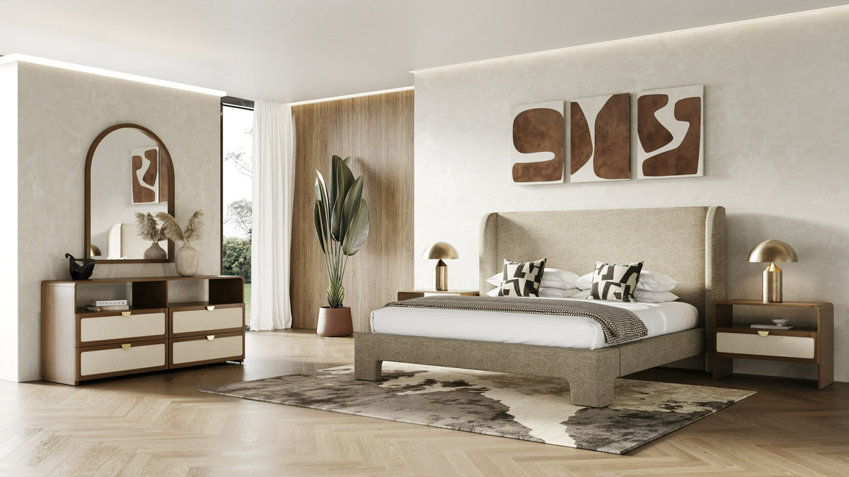 Emilio - Modern Natural Burlap + Walnut Dresser by VIG Furniture - View 3