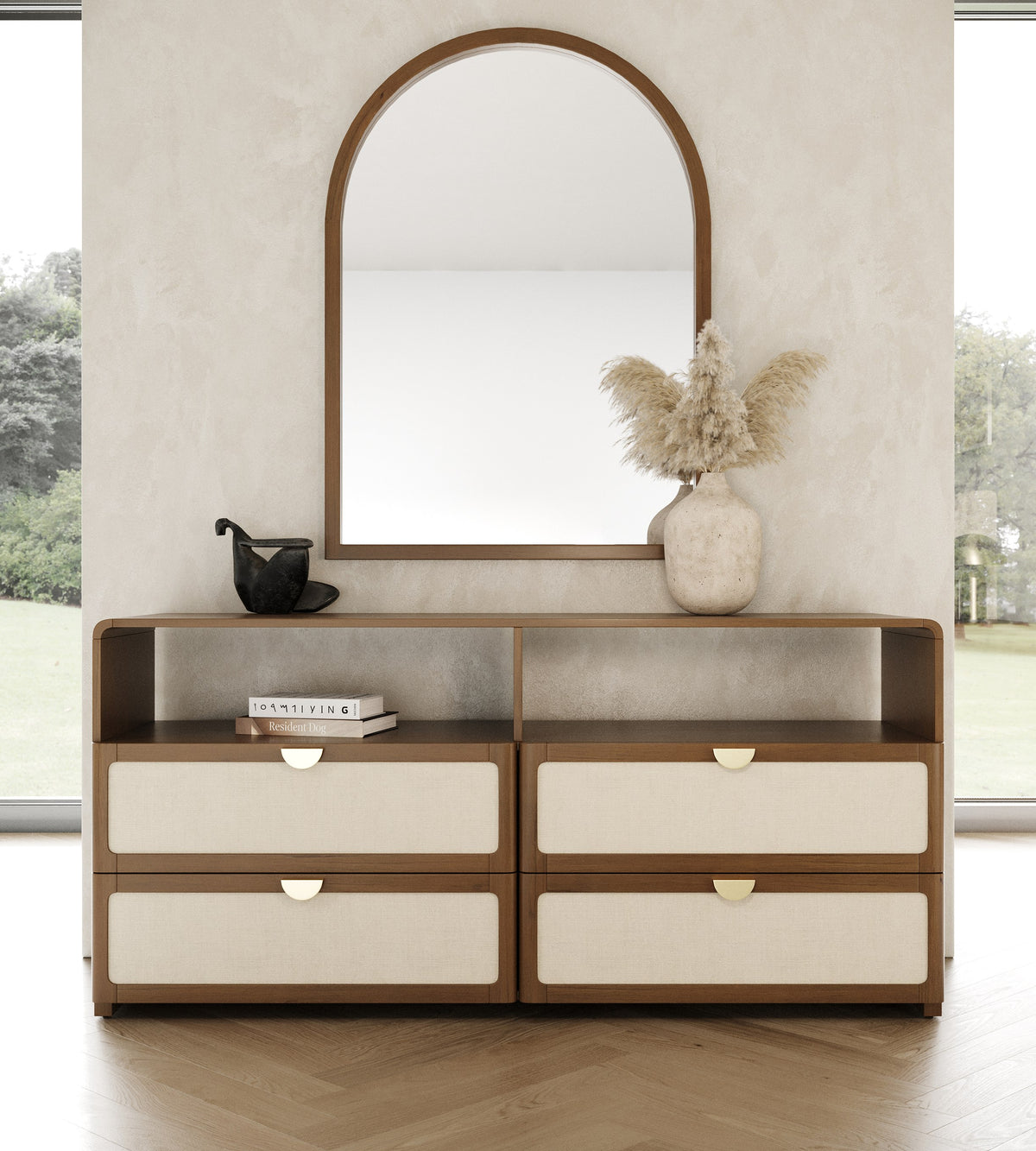 Emilio - Modern Natural Burlap + Walnut Dresser by VIG Furniture - View 2