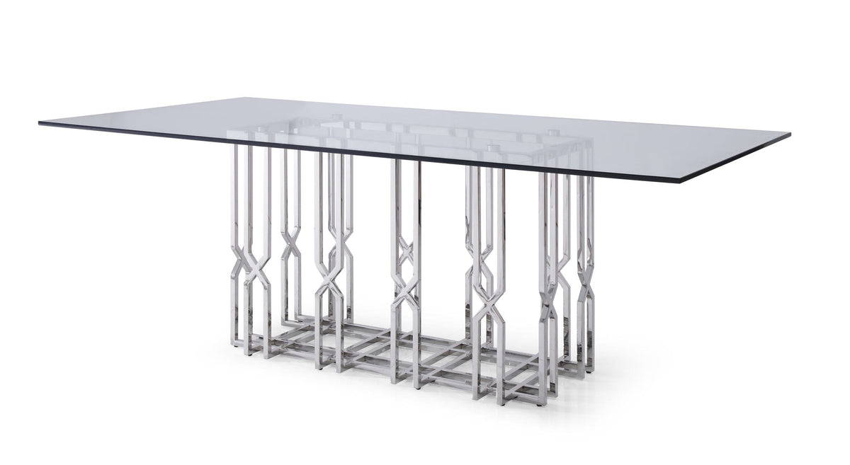 Ericson - Modern Glass & Stainless Steel Dining Table by VIG Furniture - View 2
