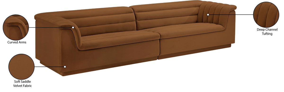 Cascade - Velvet Modular Sofa - Saddle