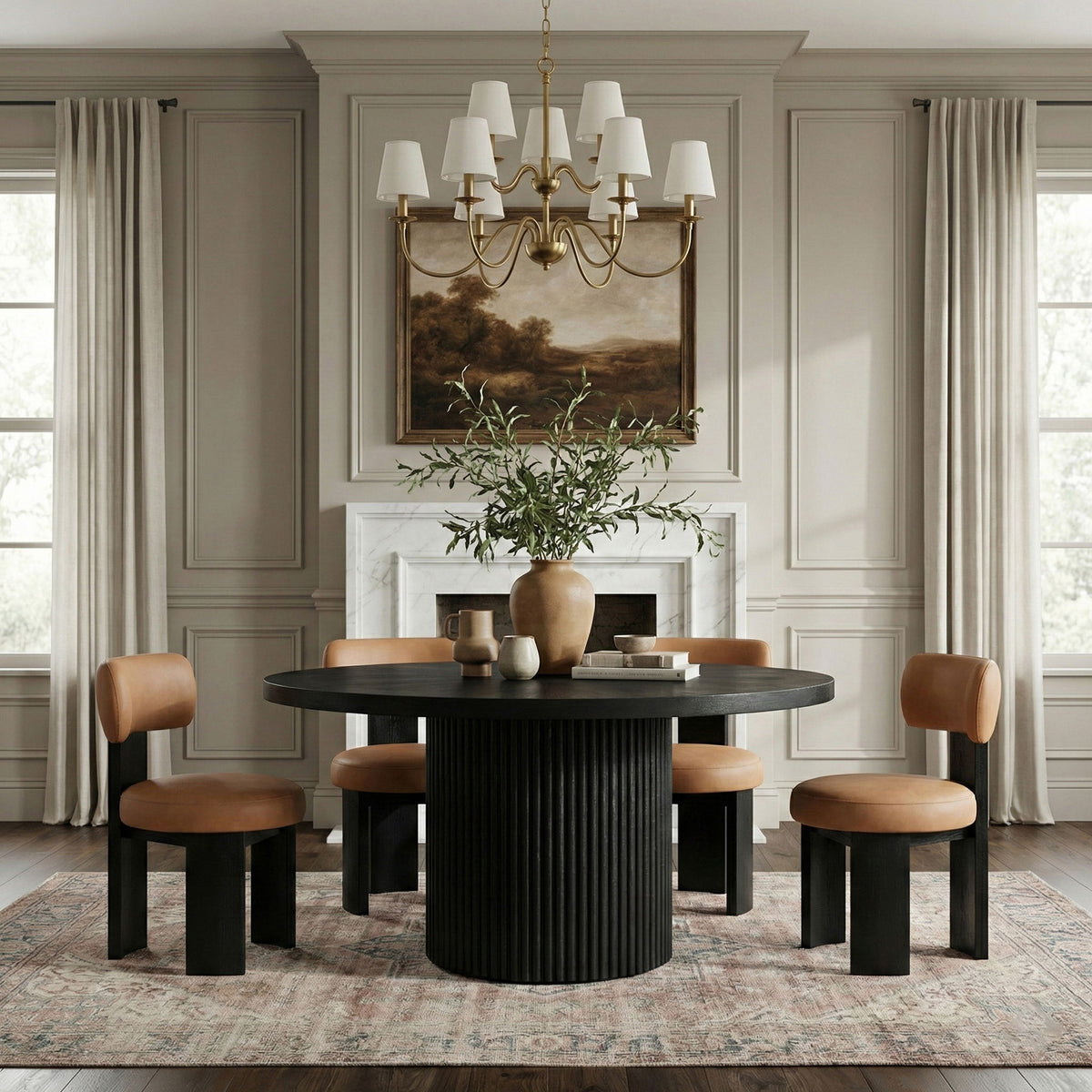Atelier - Vegan Leather Upholstered Dining Chair (Set of 2) - Black Frame