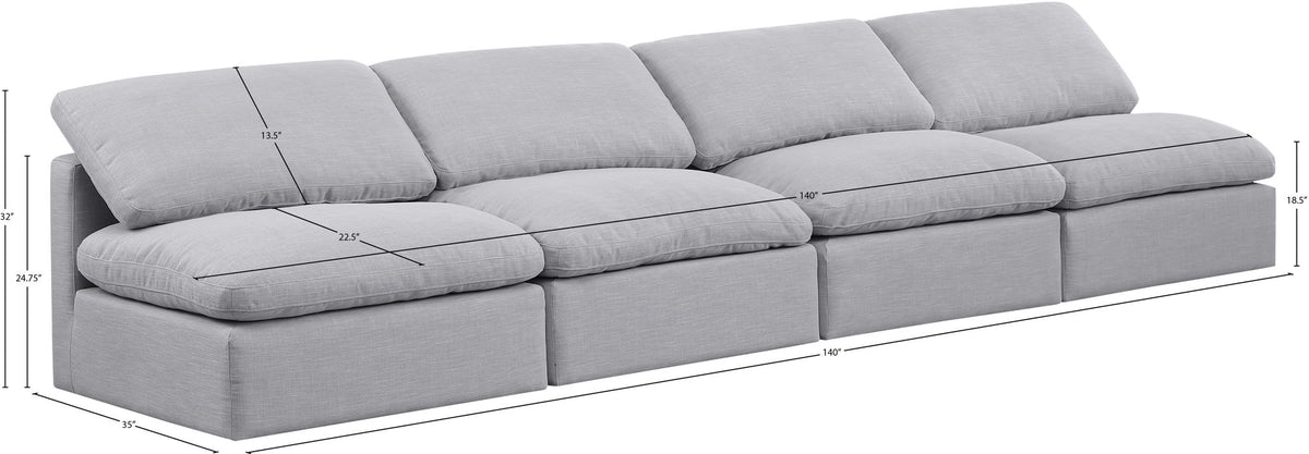 Indulge - Linen 4 Seat Modular Armless Sofa