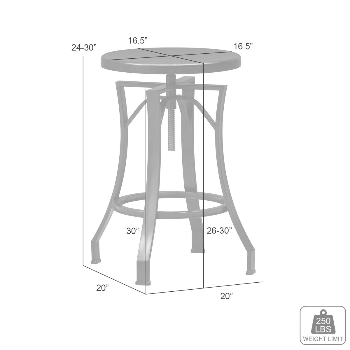 Winslow - Adjustable Height Metal Barstool With Wood Seat - Walnut