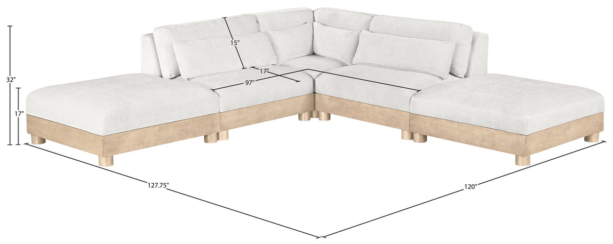 Turin - Chenille Fabric Upholstered Modular Sectional - White