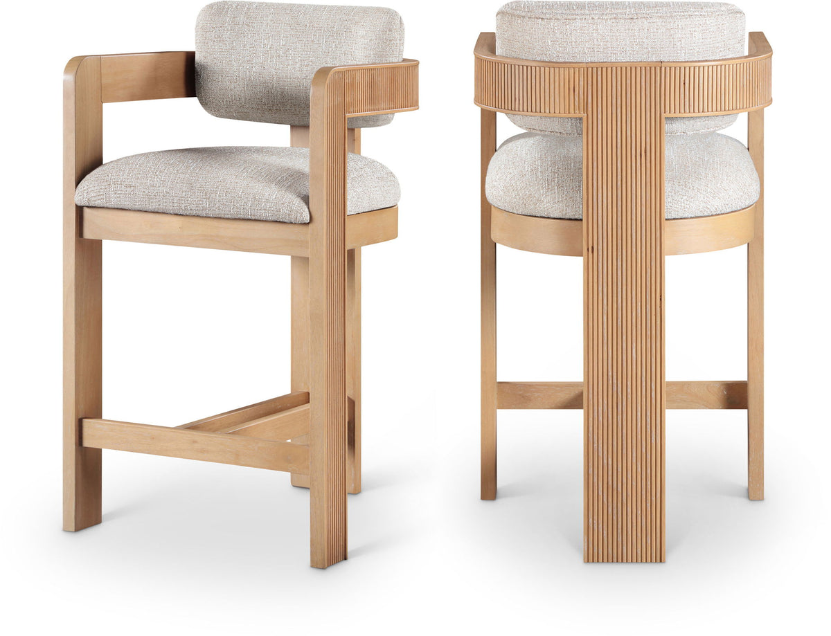 Sacha - Linen Stool With Natural Base