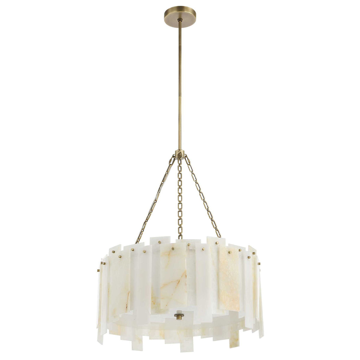 Stacked Deck - Pendant - White / Light Antique Brass