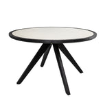 Cezar - 51" Round Outdoor Dining Table, Seats 4 - Black & White Veinstone
