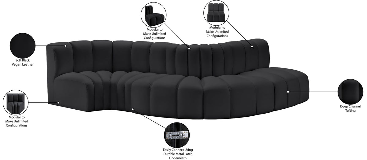 Arc - Faux Leather 5 Piece Modular Sofa