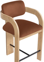 Cedra - Velvet Performance Fabric Upholstered Counter Stool - Cognac