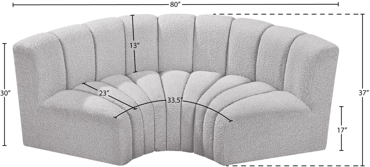 Arc - Boucle Fabric 3 Piece Modular U-Shaped Sofa
