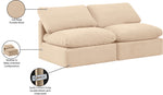Indulge - Velvet 2 Seat Modular Armless Sofa