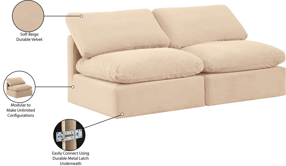 Indulge - Velvet 2 Seat Modular Armless Sofa