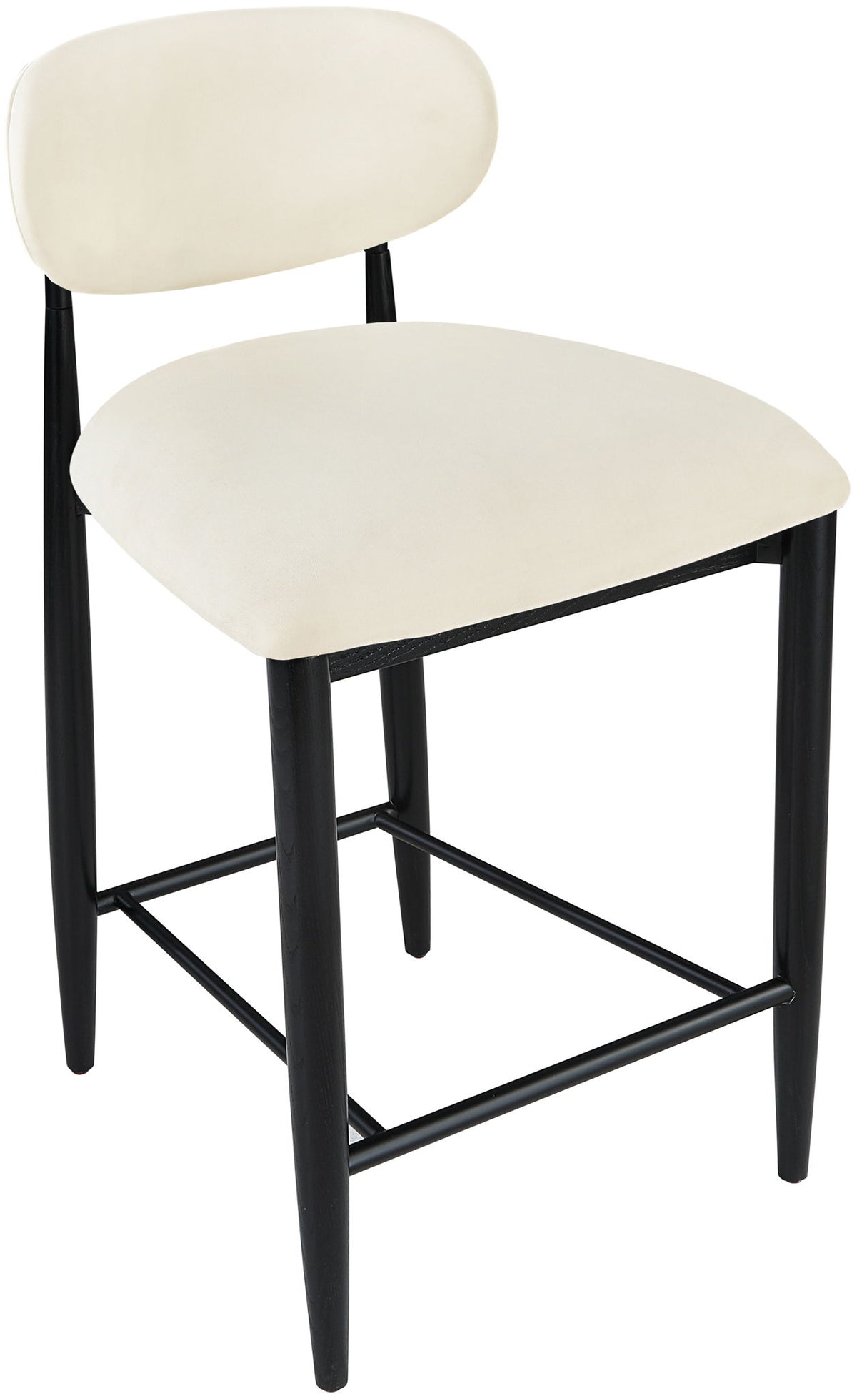 Riccio - Faux Leather Stool - Black Frame