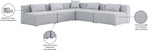 Cube - Linen 5 Piece Modular Corner Armless Sectional
