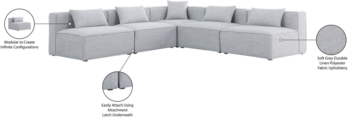 Cube - Linen 5 Piece Modular Corner Armless Sectional