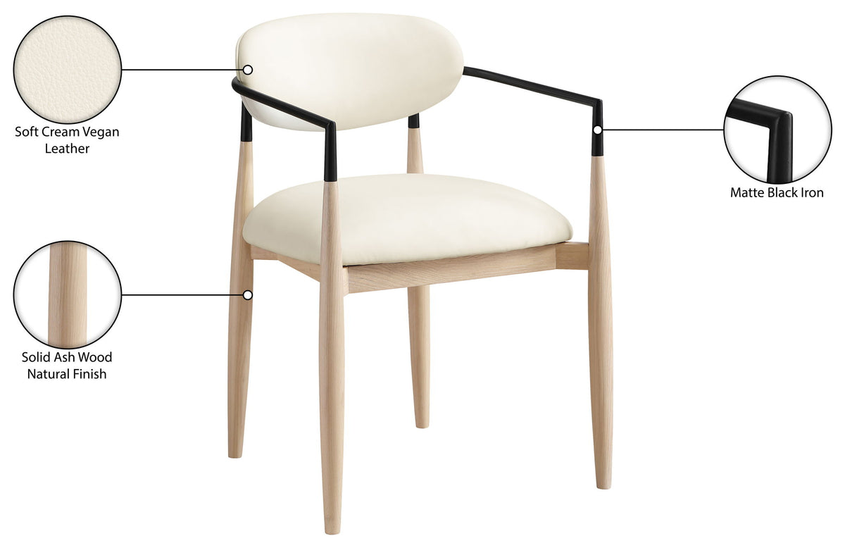Riccio - Faux Leather Dining Arm Chair (Set of 2) - Natural Frame