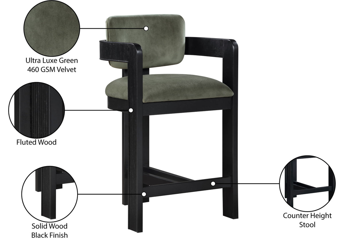 Sacha - Velvet Stool With Black Base