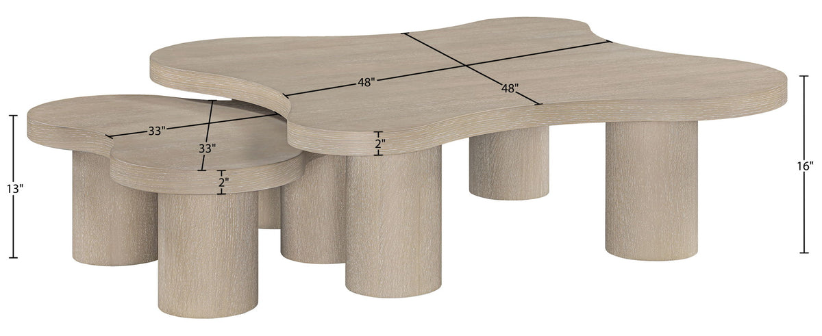 Cove - Oak Veneer And Solid Wood 2 Piece Coffee Table
