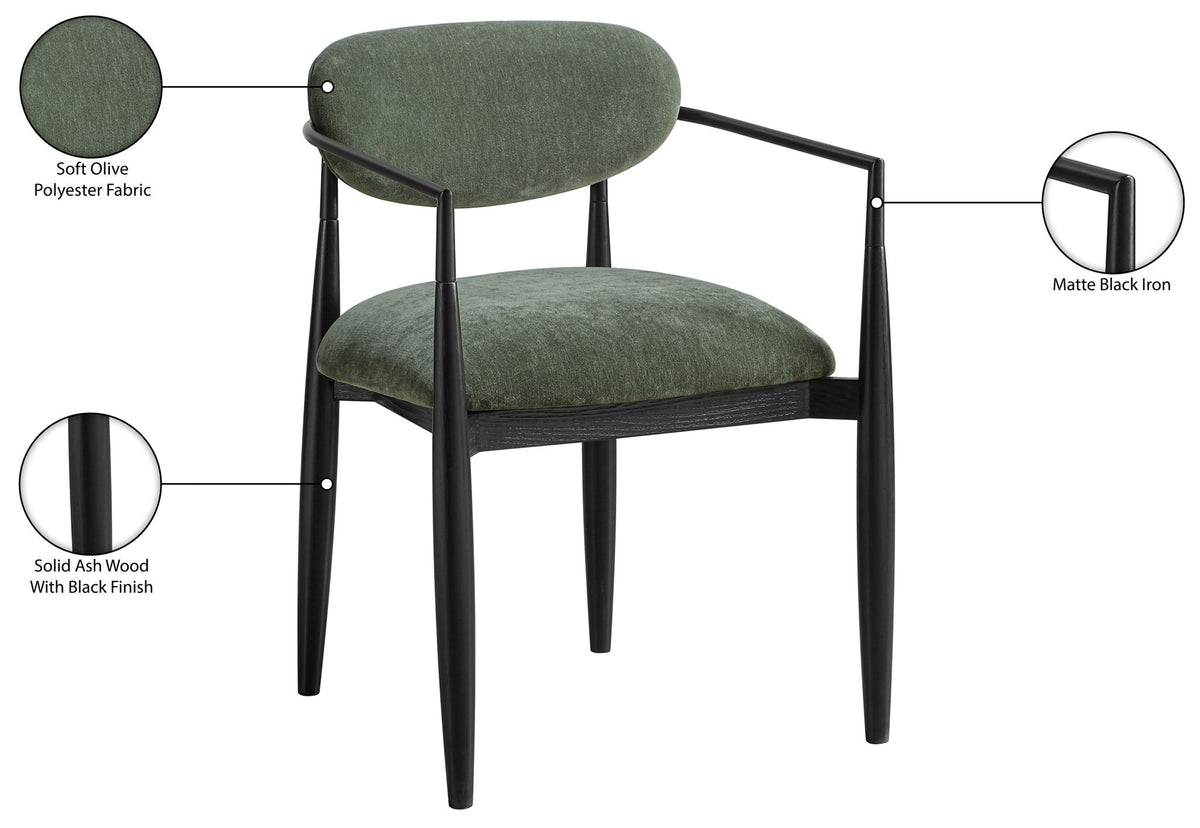 Riccio - Fabric Dining Arm Chair (Set of 2) - Black Frame
